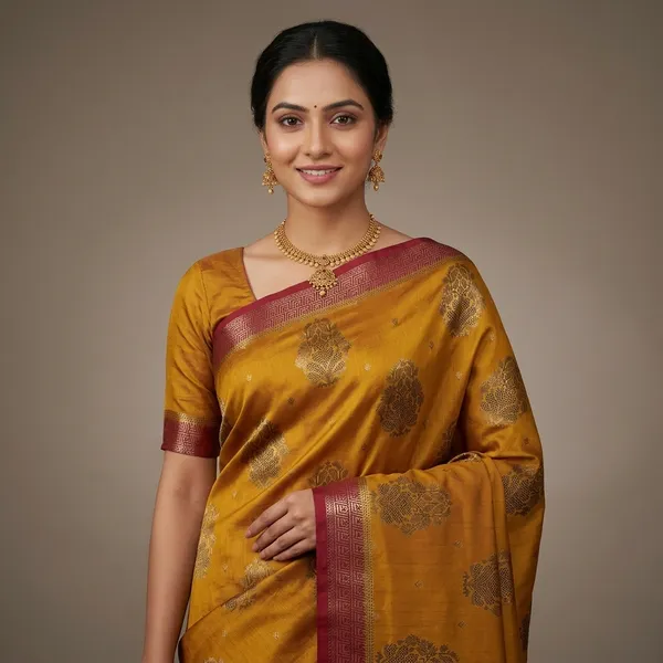 Yellow_Red_Pure_Silk_Zari_Motif_Banarasi_Saree_For_Women