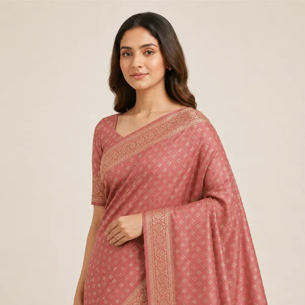 Dusty_Rose_Pink_Pure_Silk_Zari_Motif_Banarasi_Saree_For_Women