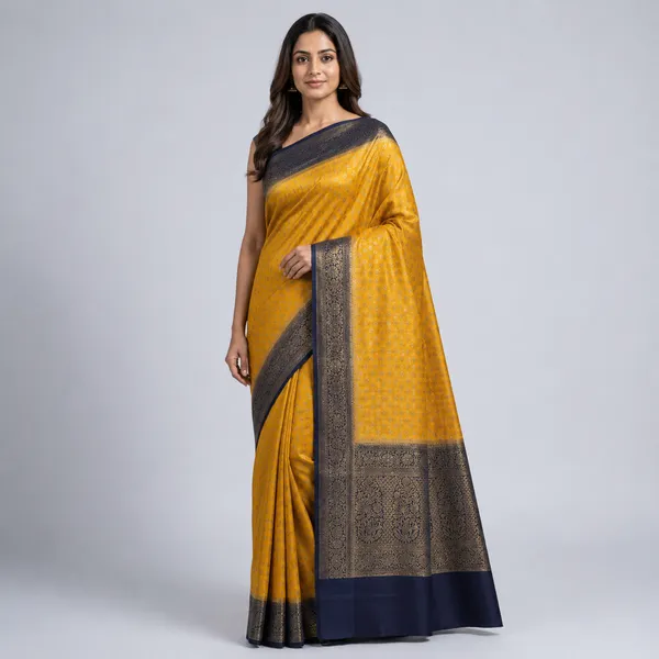 Yellow_Pure_Silk_Banarasi_Zari_Woven_Saree_For_Women