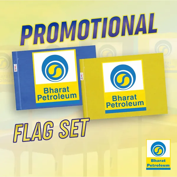 Axl_Bharat_Petroleum_Petrol_Pump_Promotional_Flag_Set_Set_F_6_Pcs_3_Yellow_3_Blue_Size_Flag_Approx_44_44