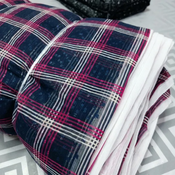 Navy_Blue_Checkered_Poly_Chiffon_Dobby_Lurex