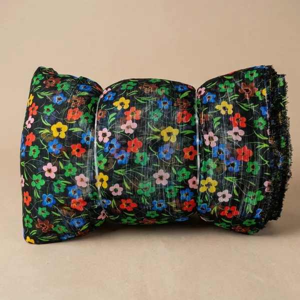 Black_Multicolor_Floral_Print_Poly_Chiffon_Dobby_Lurex