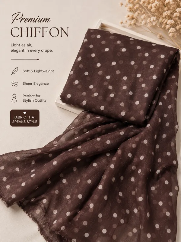 Dotted_print_on_brown_base_Poly_Chiffon