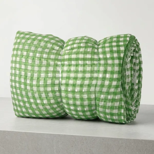 Green_Gingham_Check_Poly_Chiffon_Dobby_Lurex