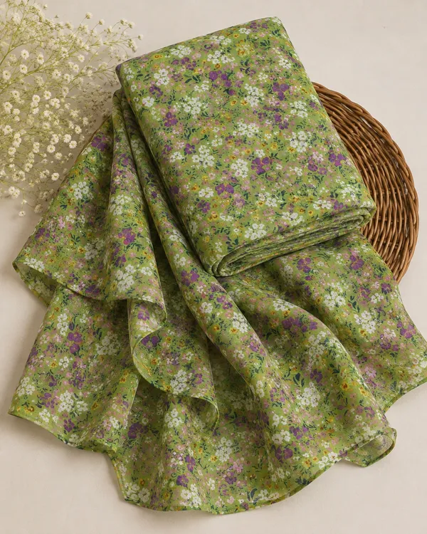 Green_Olive_Floral_Print_Poly_Chiffon