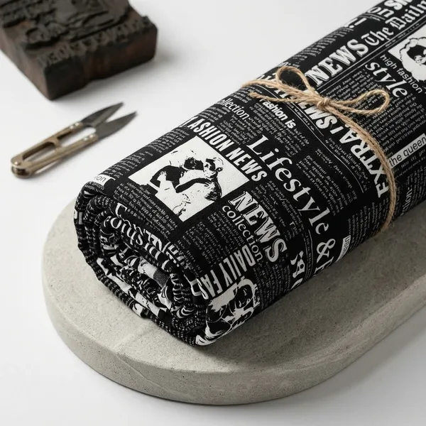 Black_White_Newspaper_Print_Poly_Crepe