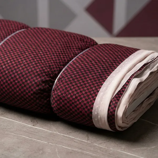 Maroon_Checkered_Poly_Chiffon_Dobby_Lurex