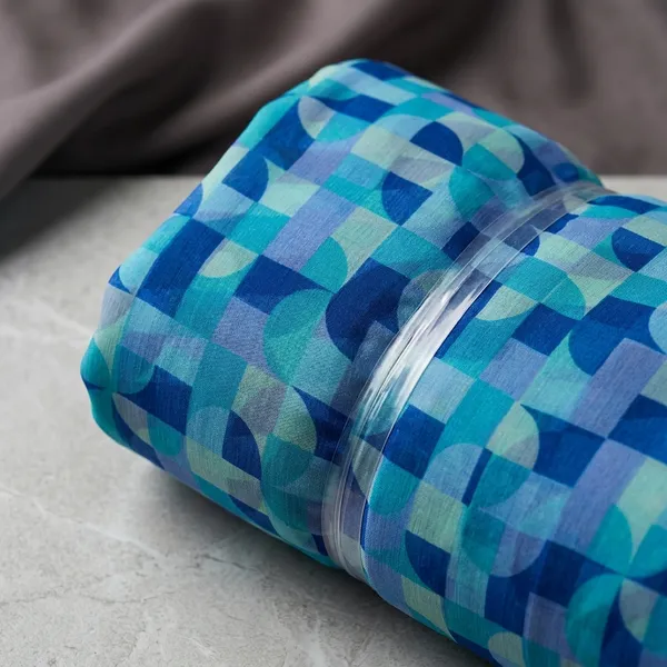 Blue_Geometric_Checkered_Print_Poly_Chiffon
