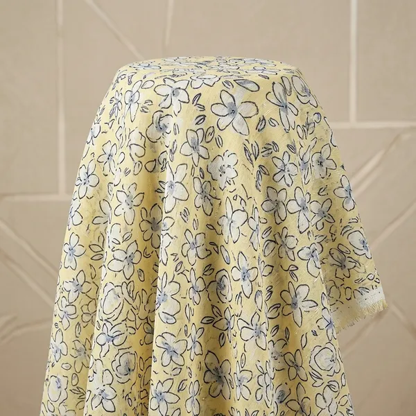 Yellow_Floral_Print_Poly_Chiffon_Dobby_Lurex