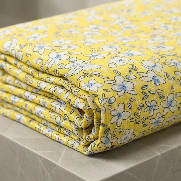 Yellow_Floral_Print_Poly_Chiffon_Dobby_Lurex