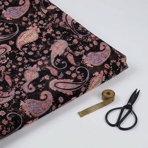 Black_And_Pink_Paisley_Print_Poly_Chiffon