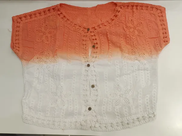 White_And_Orange_Premium_Mul_Cotton_Top_For_Women