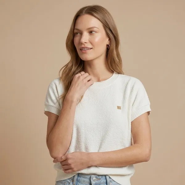 White_Premium_Knitted_T-Shirt_For_Women