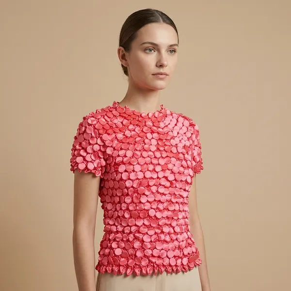 Pink_Premium_Satin_T-Shirt_For_Women
