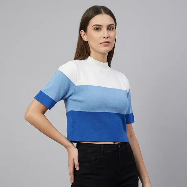 Blue_Premium_Knitted_T-Shirt_For_Women