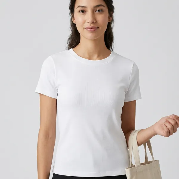 White_Premium_Rib_Cotton_Spandex_Top_For_Women