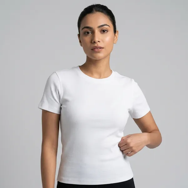 White_Premium_Rib_Cotton_Spandex_Top_For_Women