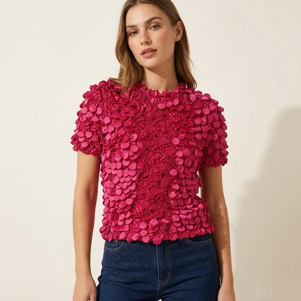 Magenta_Textured_Popcorn_Satin_Top