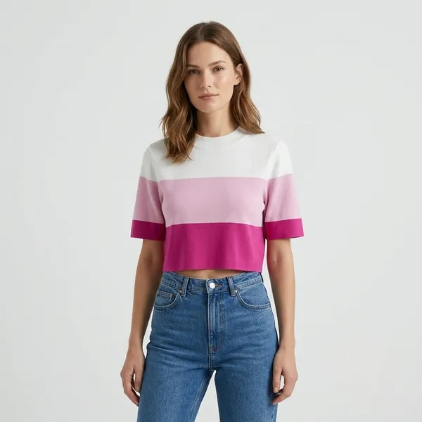 Pink_Premium_Knitted_T-Shirt_For_Women