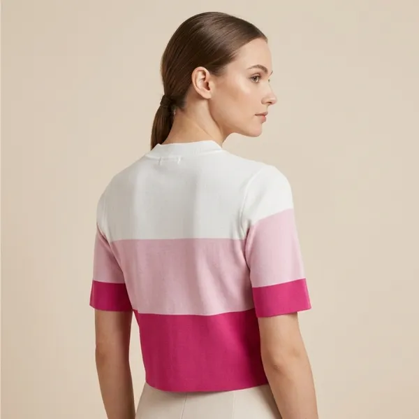 Pink_Premium_Knitted_T-Shirt_For_Women