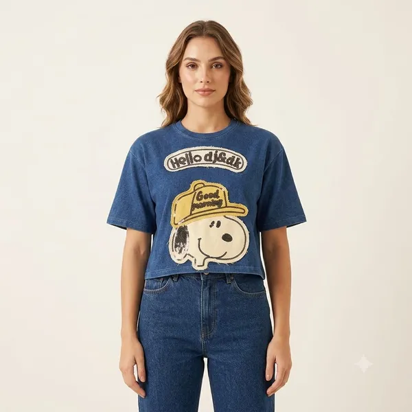 Blue_Graphic_Short_Sleeve_T-Shirt_for_Women