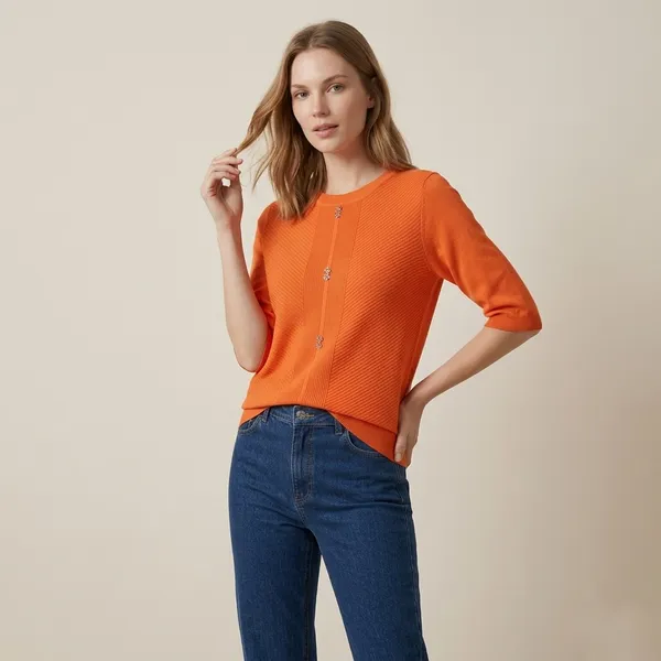 Orange_Premium_Knitted_Kurta_For_Women