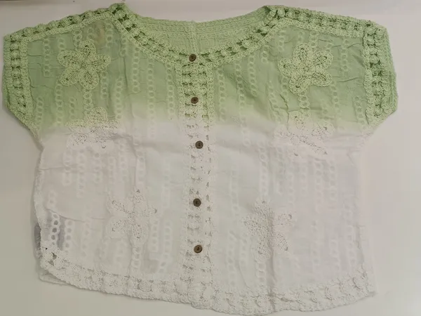 White_And_Green_Premium_Mul_Cotton_Top_For_Women