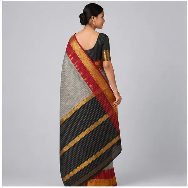 Silk_Checked_Saree_With_Zari_Border_For_Women