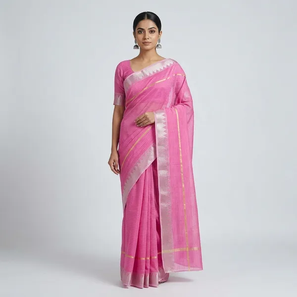 Pink_Silk_Traditional_Zari_Border_Saree_For_Women