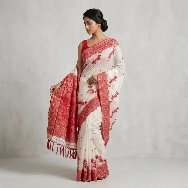 White_Cotton_Embroidered_Red_Floral_Dupatta_For_Women