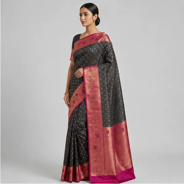 Black_Silk_Traditional_Woven_Brocade_Border_Saree_For_Women