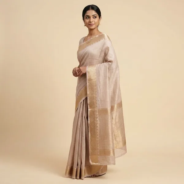 Beige_Silk_Traditional_Zari_Border_Saree_For_Women