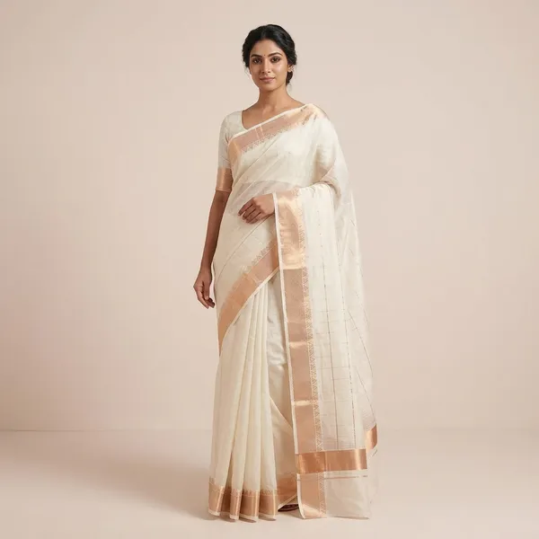 White_Silk_Saree_With_Golden_Zari_Border