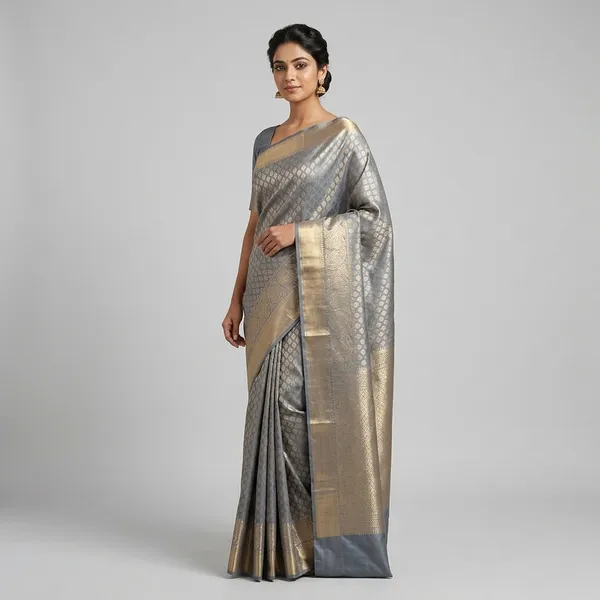 Silver_Silk_Zari_Woven_Border_Saree_For_Women