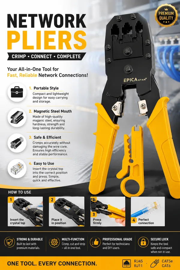 EPICA_STAR_Professional_Network_Crimping_Pliers_Tool_Kit_with_Wire_Stripper_|_RJ45/RJ12/RJ11_LAN_Cable_Crimper_|_Crimping,_Cutting_&_Stripping_Tool_for_CAT5,_CAT5e,_CAT6_Ethernet_Cables
