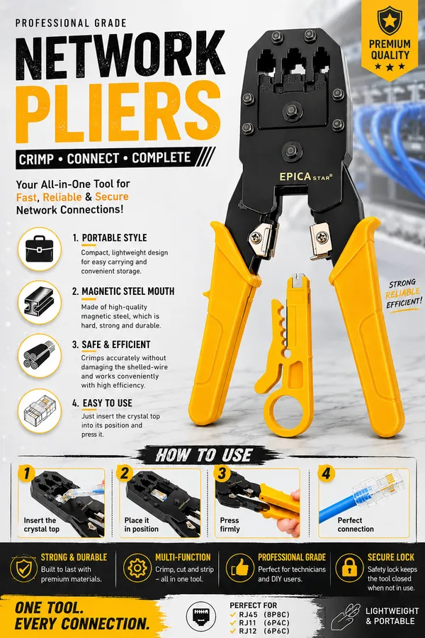 EPICA_STAR_Professional_Network_Crimping_Pliers_Tool_Kit_with_Wire_Stripper_|_RJ45/RJ12/RJ11_LAN_Cable_Crimper_|_Crimping,_Cutting_&_Stripping_Tool_for_CAT5,_CAT5e,_CAT6_Ethernet_Cables
