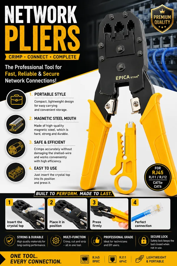EPICA_STAR_Professional_Network_Crimping_Pliers_Tool_Kit_with_Wire_Stripper_|_RJ45/RJ12/RJ11_LAN_Cable_Crimper_|_Crimping,_Cutting_&_Stripping_Tool_for_CAT5,_CAT5e,_CAT6_Ethernet_Cables