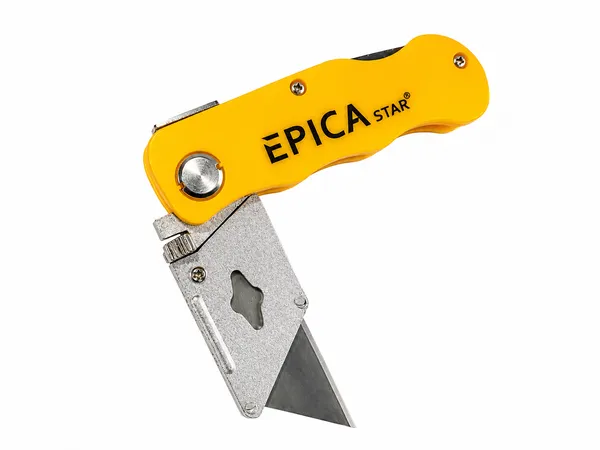 EPICA_STAR_Utility_Knife_with_6_Replacement_Blades_|_Foldable_Heavy_Duty_Box_Cutter_|_Zinc_Alloy_Body_|_Quick_Blade_Change_|_Retractable_Multipurpose_Cutter_for_Cardboard,_Plastic,_Leather,_Carpet,_Rope_&_DIY_Use_(EP10076)