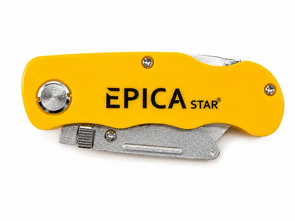 EPICA_STAR_Utility_Knife_with_6_Replacement_Blades_|_Foldable_Heavy_Duty_Box_Cutter_|_Zinc_Alloy_Body_|_Quick_Blade_Change_|_Retractable_Multipurpose_Cutter_for_Cardboard,_Plastic,_Leather,_Carpet,_Rope_&_DIY_Use_(EP10076)