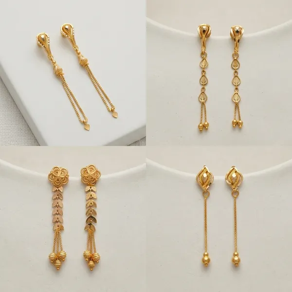 Tijarah_Gold_Dangle_Earring_Brass_Gold-Plated_For_Women_Pack_Of_4