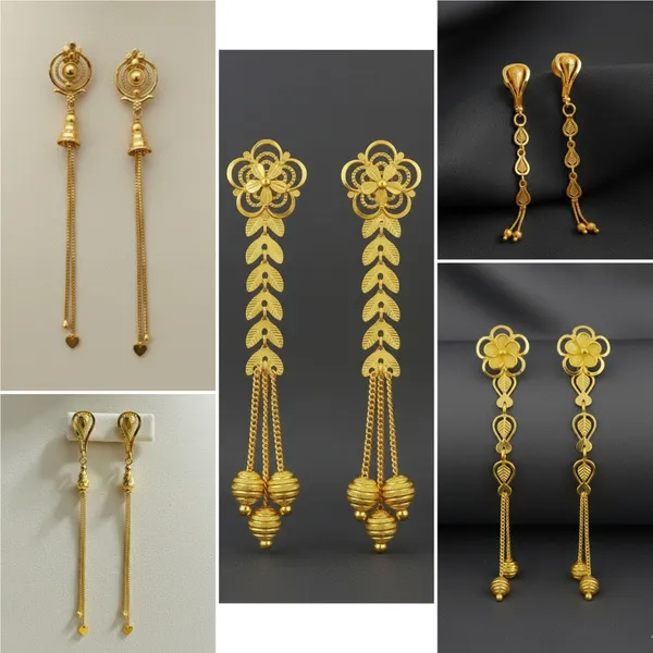 Hfjewels_Gold_Drop_Earring_Brass_Gold-Plated_For_Women_Pack_Of_5