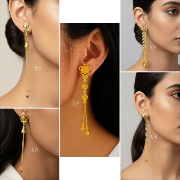 Hfjewels_Gold_Drop_Earring_Brass_Gold-Plated_For_Women_Pack_Of_5
