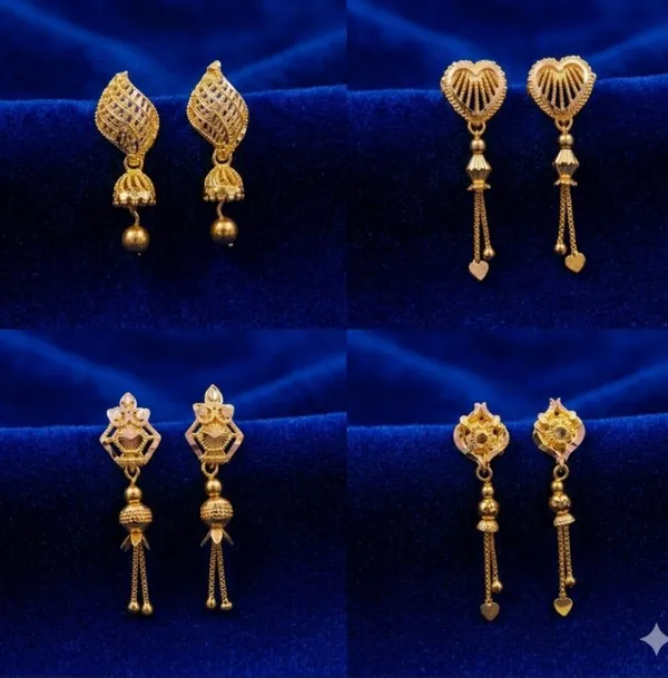 Tijarah_Gold_Dangle_Earring_Brass_Gold-Plated_For_Women_Pack_Of_4