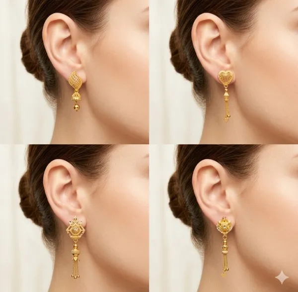 Tijarah_Gold_Dangle_Earring_Brass_Gold-Plated_For_Women_Pack_Of_4