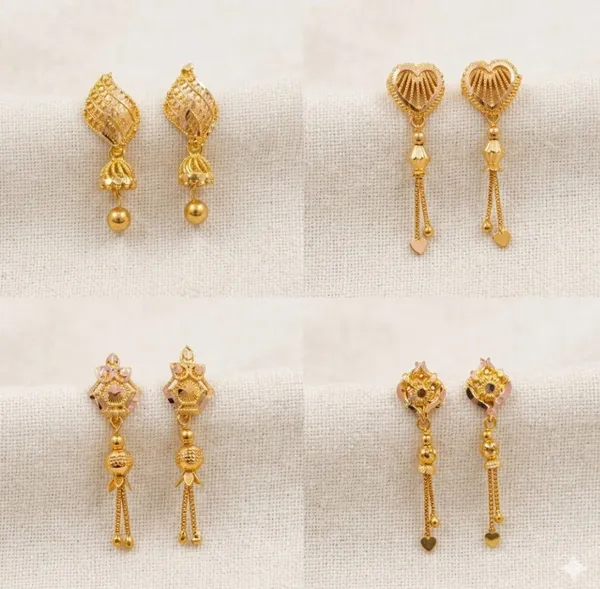 Tijarah_Gold_Dangle_Earring_Brass_Gold-Plated_For_Women_Pack_Of_4