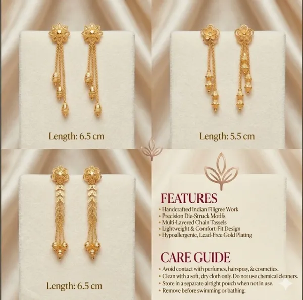 Tijarah_Gold_Dangle_Earring_Brass_Gold-Plated_For_Women_Pack_Of_4