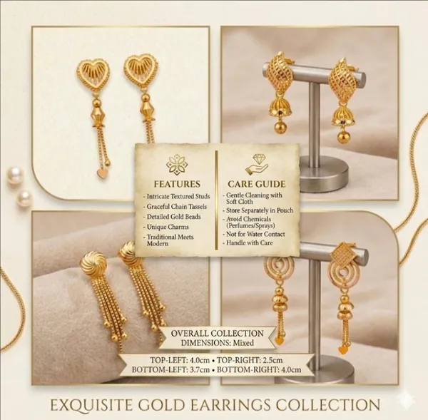 Tijarah_Gold_Dangle_Earring_Brass_Gold-Plated_For_Women_Pack_Of_4
