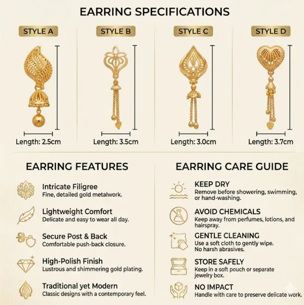 Tijarah_Gold_Dangle_Earring_Brass_Gold-Plated_For_Women_Pack_Of_4