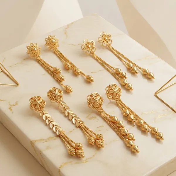 Tijarah_Gold_Dangle_Earring_Brass_Gold-Plated_For_Women_Pack_Of_4