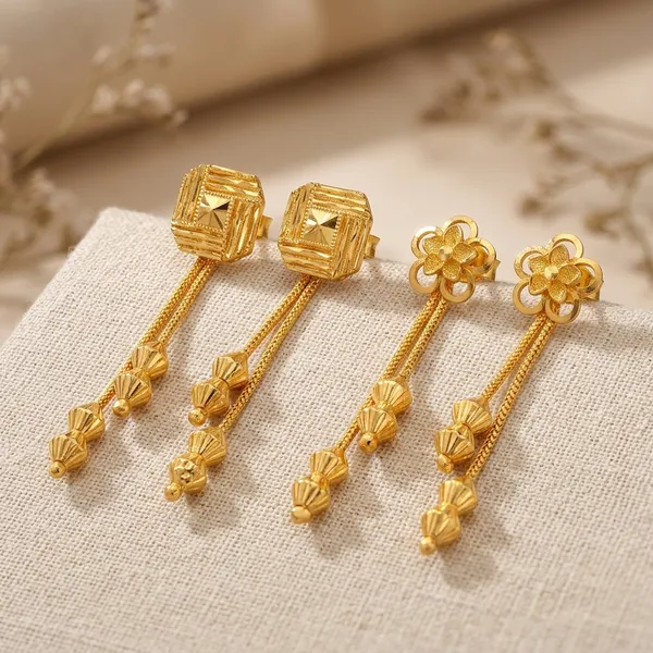 Tijarah_Gold_Drop_Earring_Brass_Gold-Plated_For_Women_Pack_Of_2